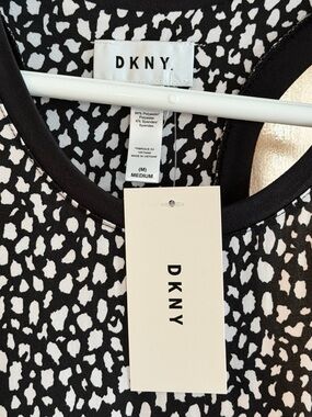 DKNY Black and White Abstract Print Tank Sleeveless Summer Dress Size M
